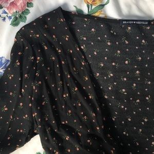 brandy Melville black floral coco top